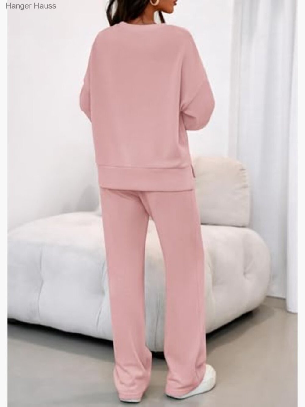 Matching Lounge Sweatsuit 2 Piece Set Oversized Sweatshirt Joggers - Picture 3 of 7
